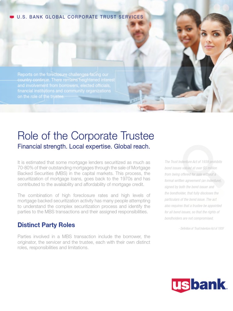 U.S. Bank's Role in MBS Transactions | PDF