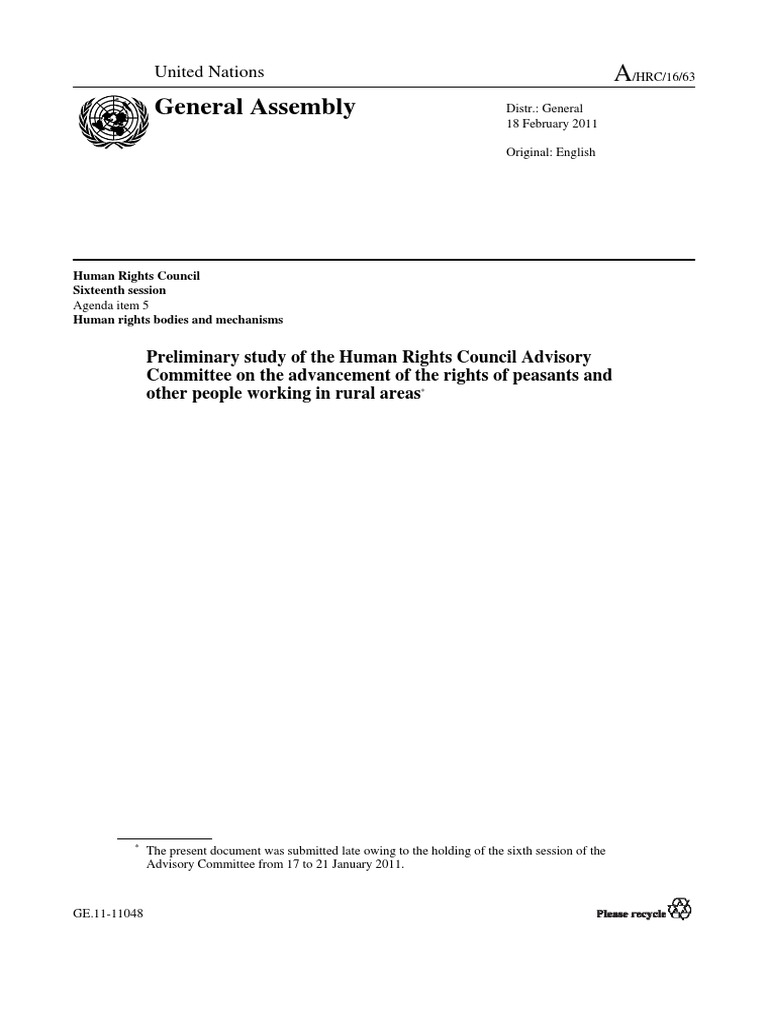 The Advancement of The Rights of Peasants and Other People Working in ...