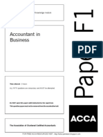 ACCA F1 Accountant in Business Solved Past Papers 0207 PDF