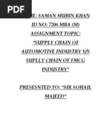SUPPLY CHAIN OF AUTOMOTIVE INDUSTRY V/S SUPLLY CHAIN OF FMCG INDUSTRY
