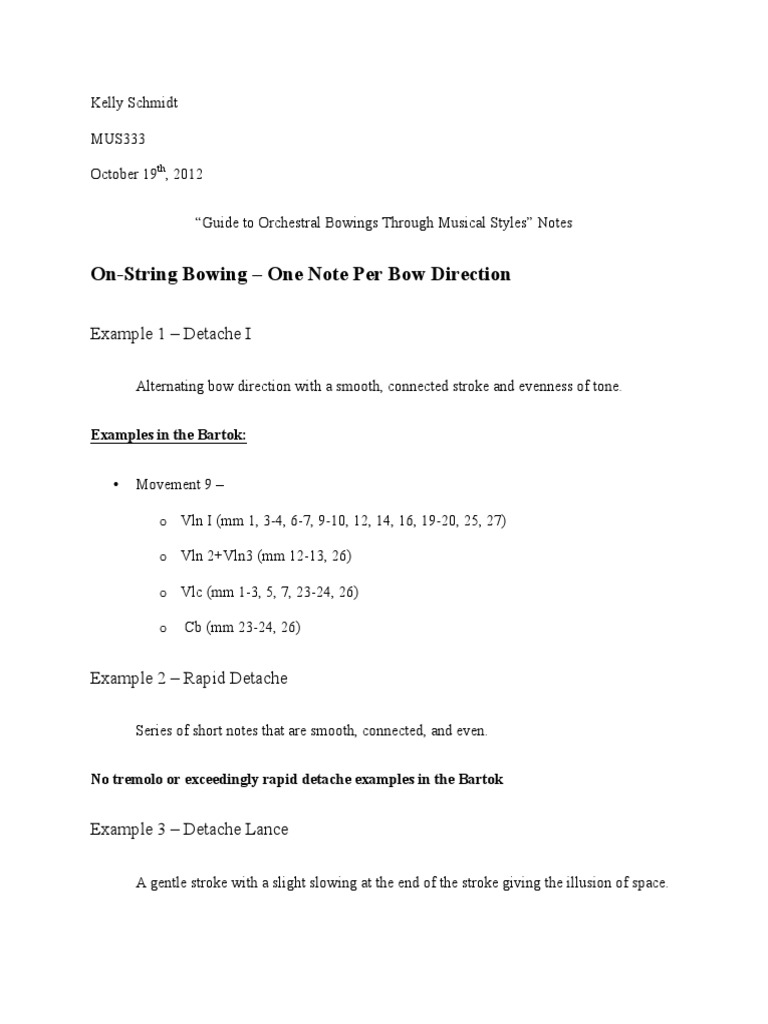 Orchestral Bowing Through Musical Styles Notes PDF String