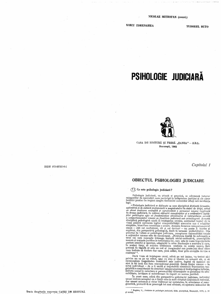 Psihologie Judiciara 1992 Nicolae Mitrofan PDF PDF