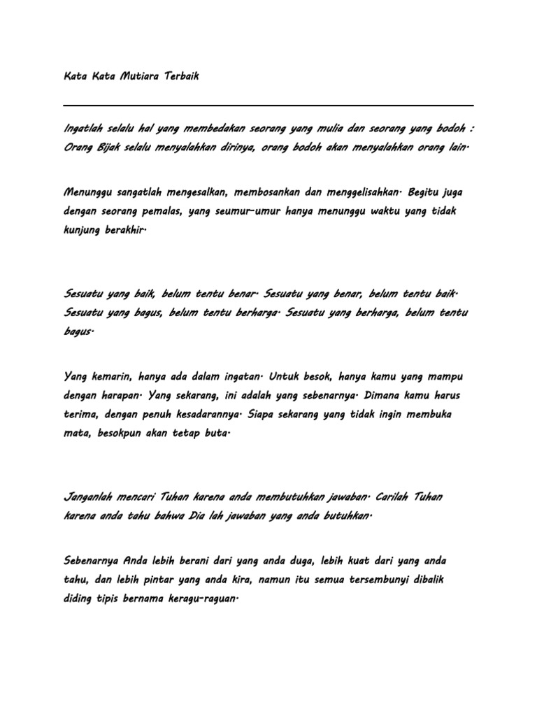 Kata Kata Mutiara Bijak Kata Kata Mutiara Bijak