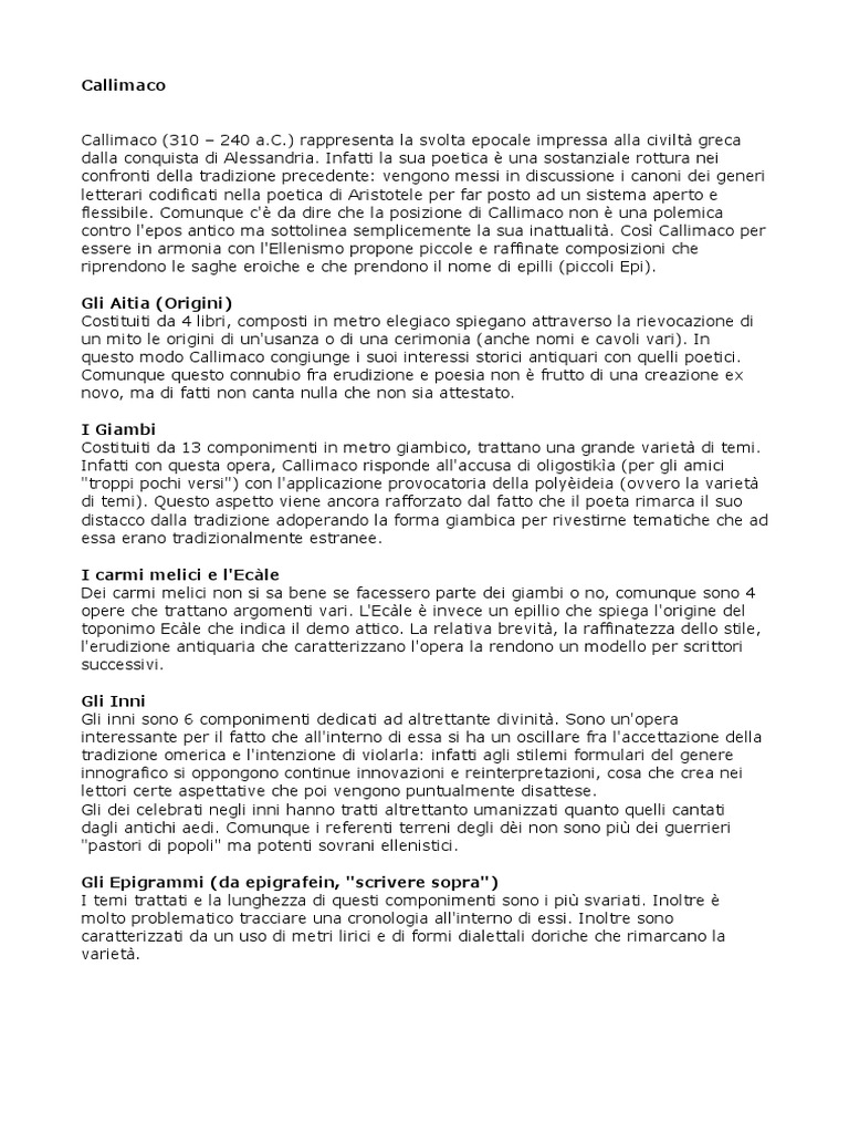 Riassunto Callimaco Pdf