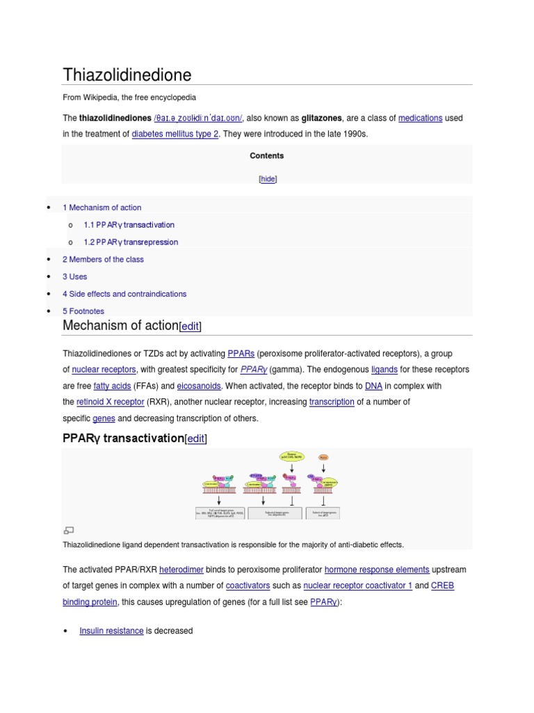 Thiazolidinedione PDF Biochemistry Chemistry