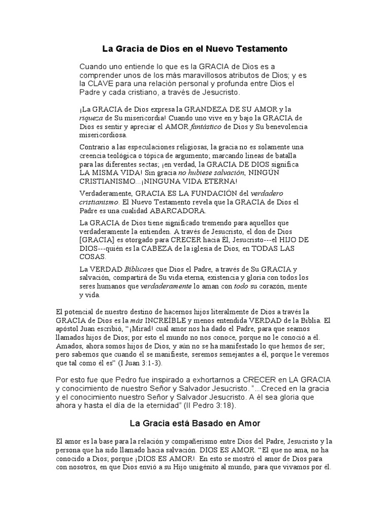La Gracia de Dios en el Nuevo Testamento | PDF | Gracia divina | Salvación
