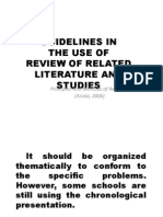 Guidelines in The Use of Review of Related Literature and Studies
