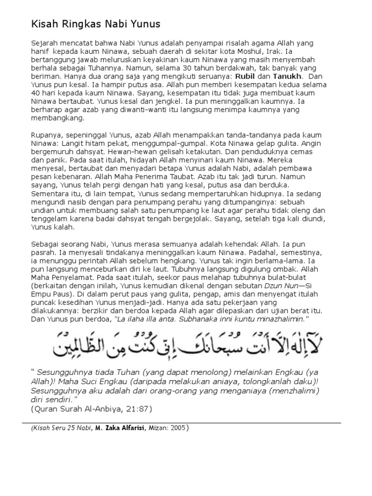 Kisah Ringkas Nabi Yunus Pdf