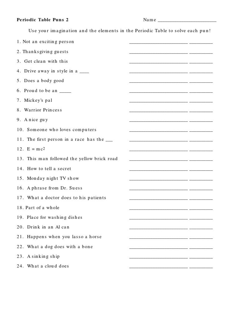 Periodic Table Puns 2