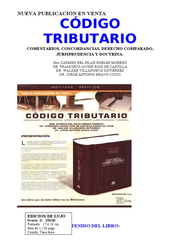 Código Tributario Comentado 2024 | PDF