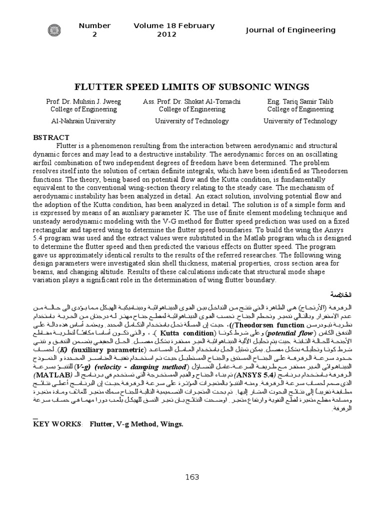 Flutter Speed Limits of Subsonic Wings | PDF | Aerospace Engineering ...