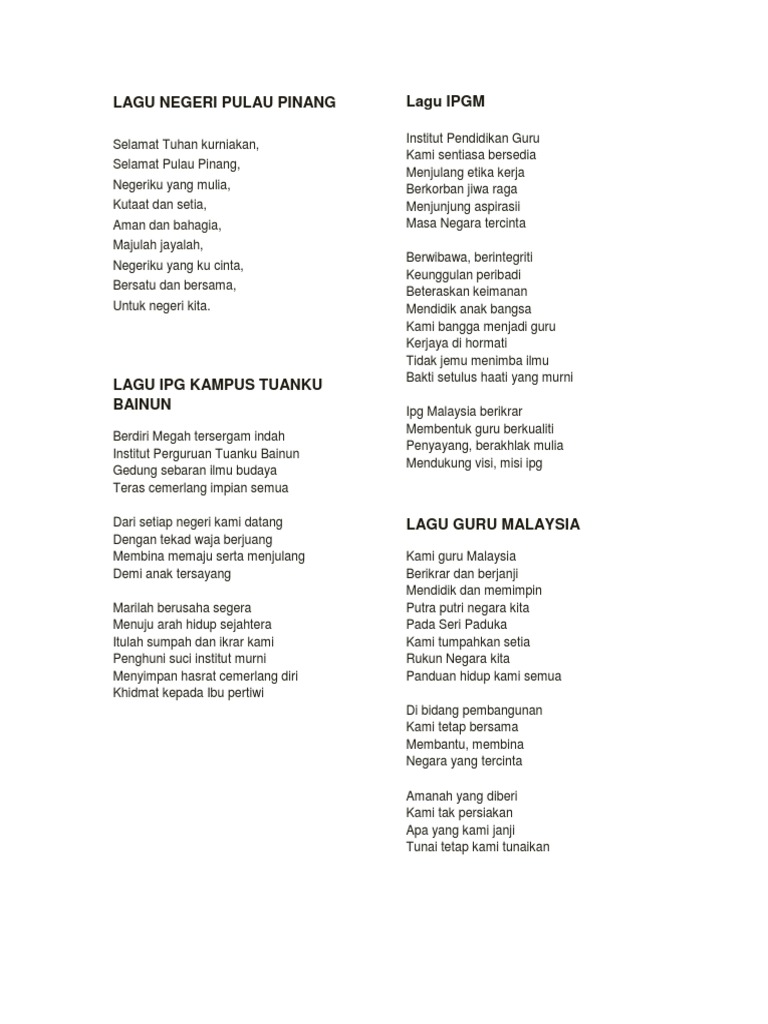 Lirik Lagu Ipg Docx