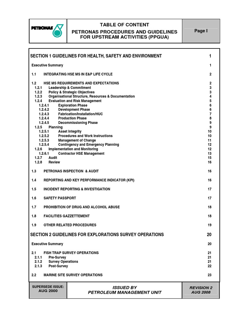 PETRONAS Upstream Activity Guidelines | PDF | Casing (Borehole ...