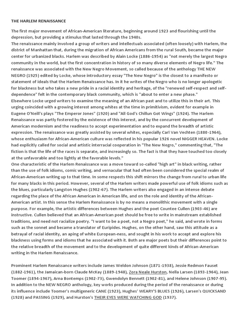 Harlem Renaissance Insights | PDF | Harlem Renaissance | Culture Of The ...