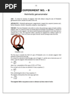 Variation of Magnetic Field by Helmholtz Galvanometer