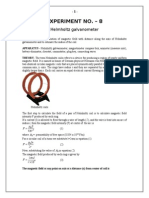 Variation of Magnetic Field by Helmholtz Galvanometer