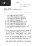 Letter to Shri. S. K. Nanda IAS, Additional Chief Secretary to Government of Gujarat, Home Department, regarding the continual attempts to jeopardize the security and safety of Sanjiv Bhatt IPS and his family.
S.Protection.131108.pdf