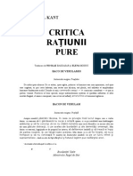 Immanuel Kant Critica Ratiunii Pure PDF