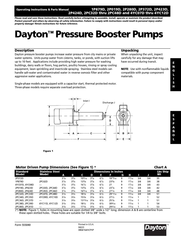 Booster Pump Dayton.pdf Pump Mains Electricity