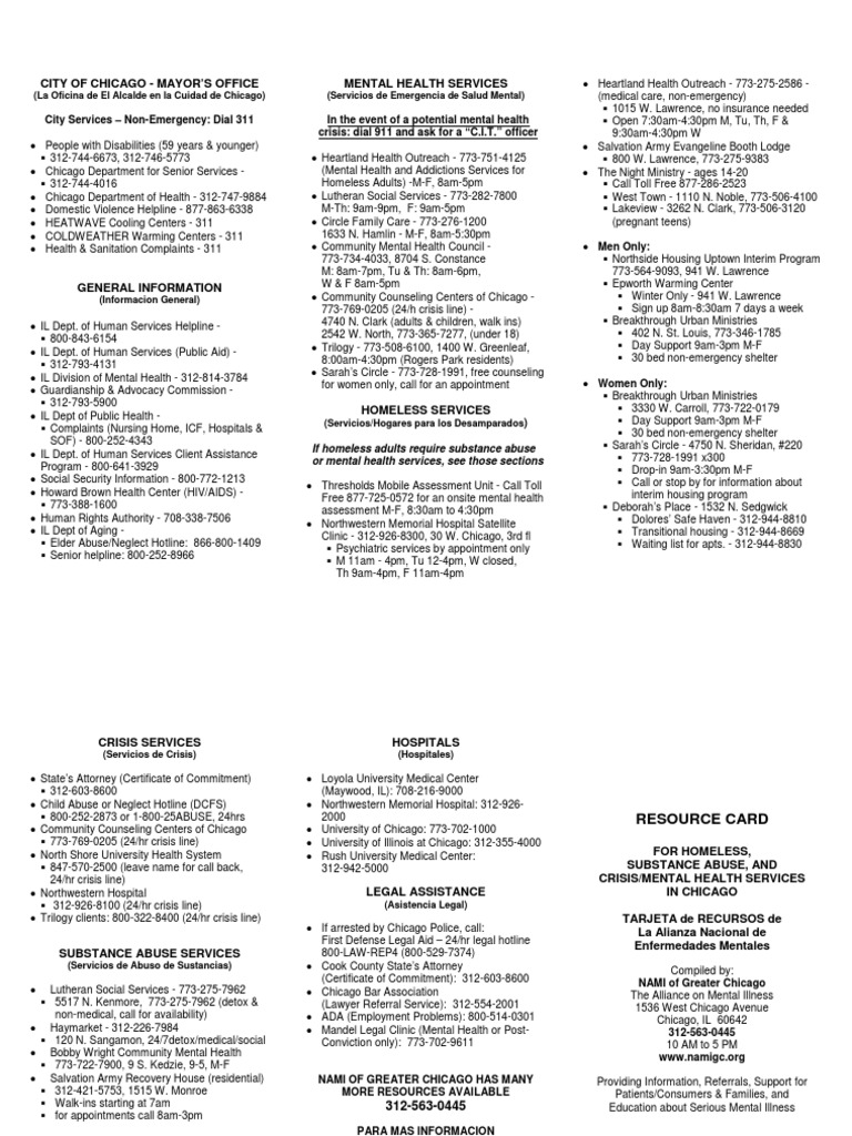 Resource Card | PDF | Homelessness | Mental Health
