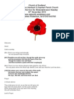 Order of Service For Remembrance Sunday