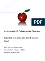 Assignment #3: Collaborative Planning: Submitted By: Andrea Michalsky & Amanda Grant