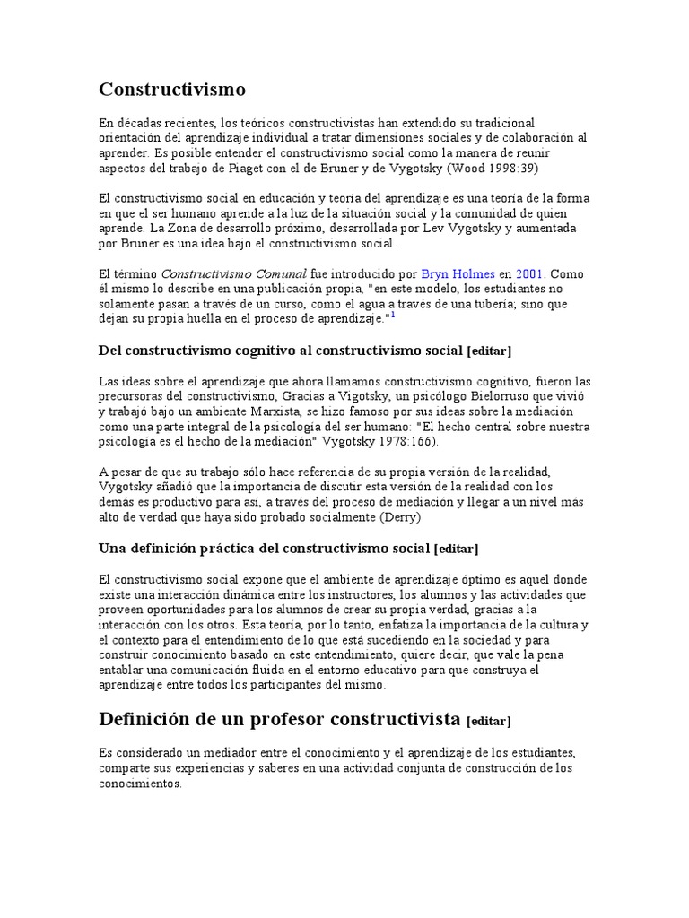 Constructivism o | PDF | Constructivismo (filosofía de la educación ...
