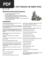 Report Card Comments Collection | Reading (Process)