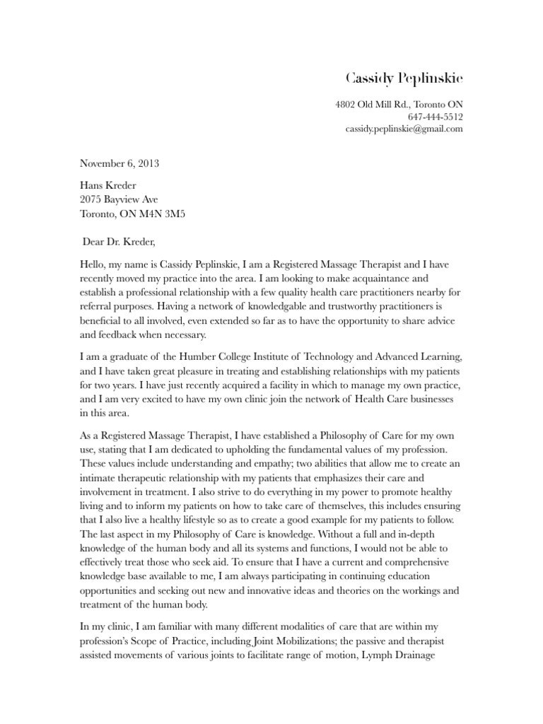 Introductory Letter PDF Physical Therapy Health Care