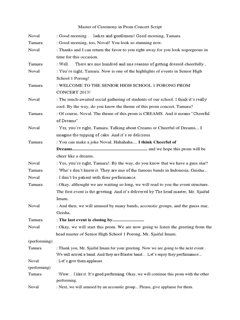 Master Of Ceremony Script Pdf