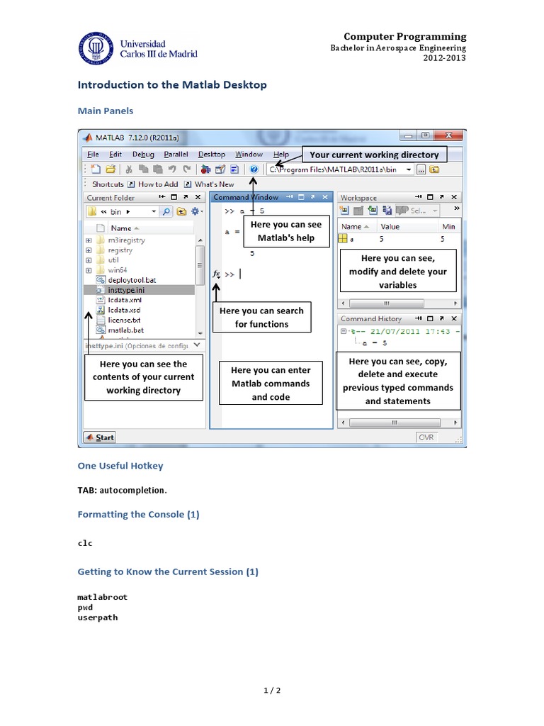 3A - Introduction To The Matlab Desktop | PDF