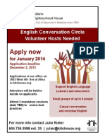 English Conversation Circle Volunteer Hosts Needed - Poster