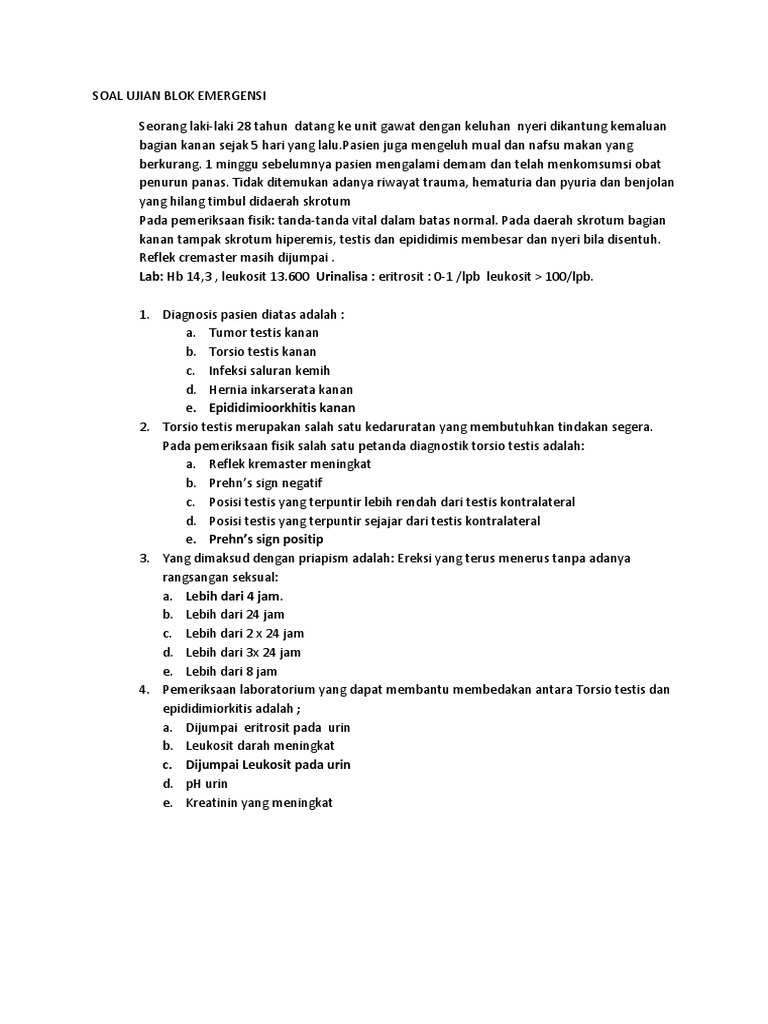 Soal Ujian Blok Emergensi