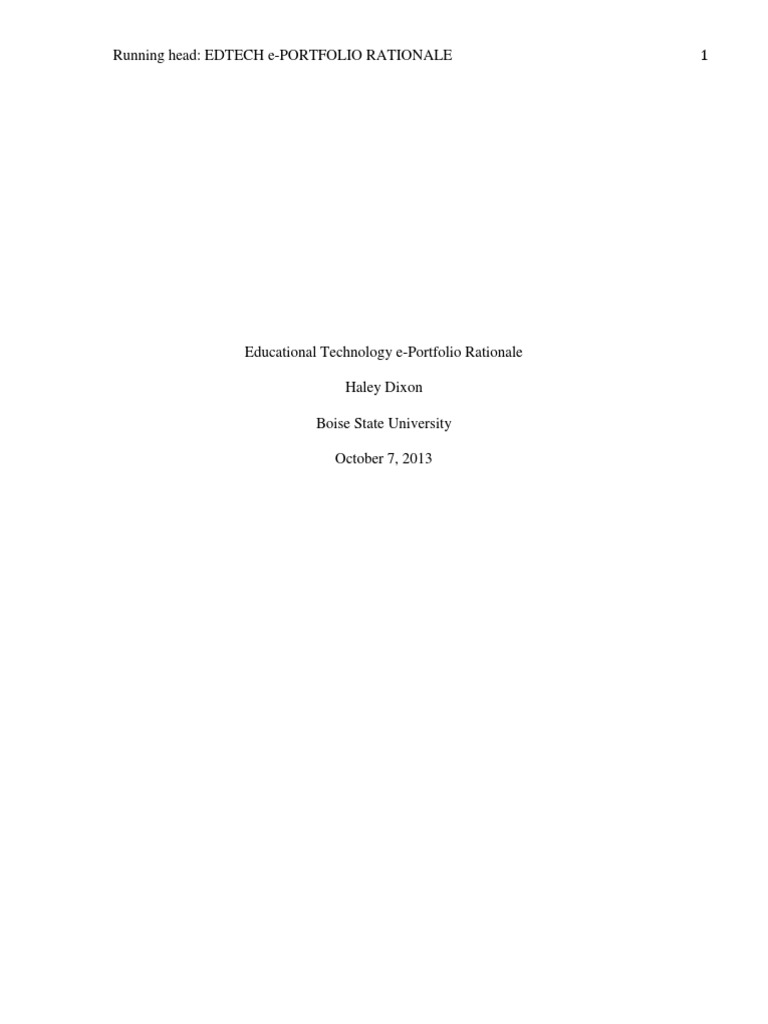 Edtech E-Portfolio Rationale | PDF | Instructional Design | Educational ...