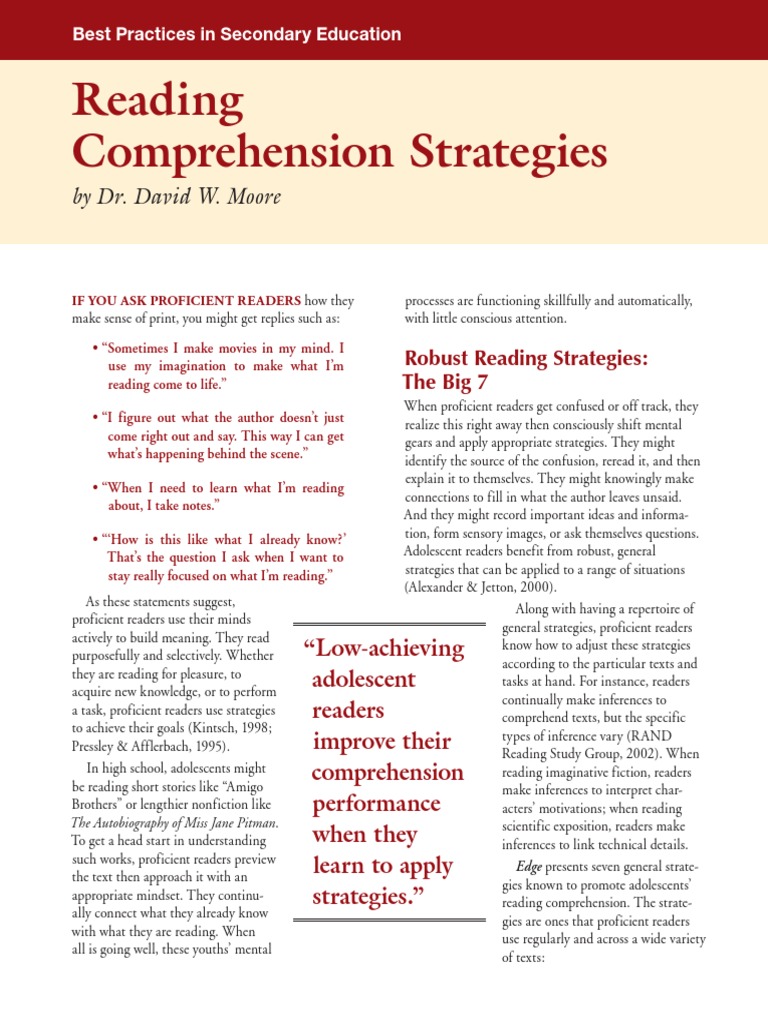 Effective Reading Strategies for Adolescents | PDF | Reading ...