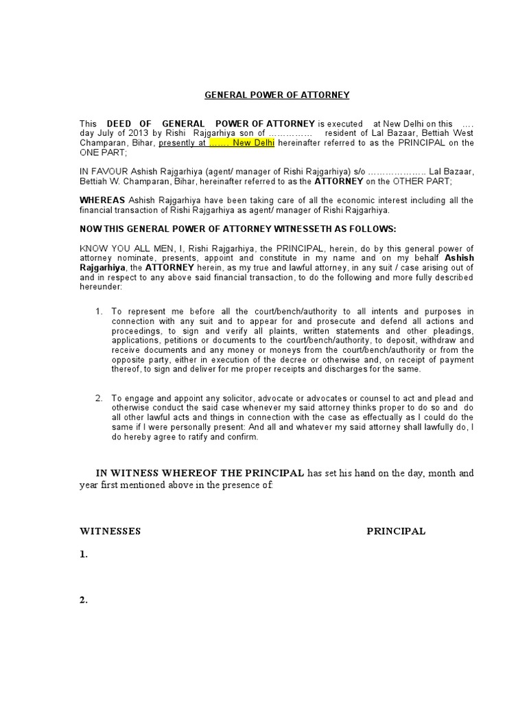 General Power of Attorney Document | PDF