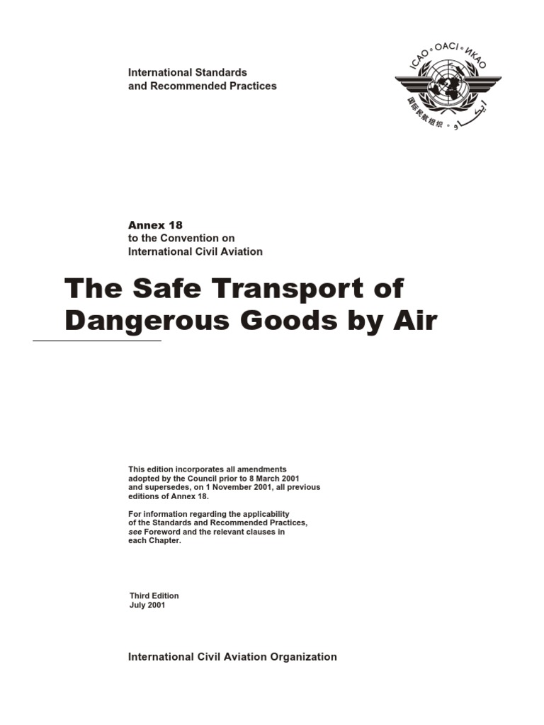 ICAO Annex 18: Safe Transport of Dangerous Goods | PDF | Dangerous ...
