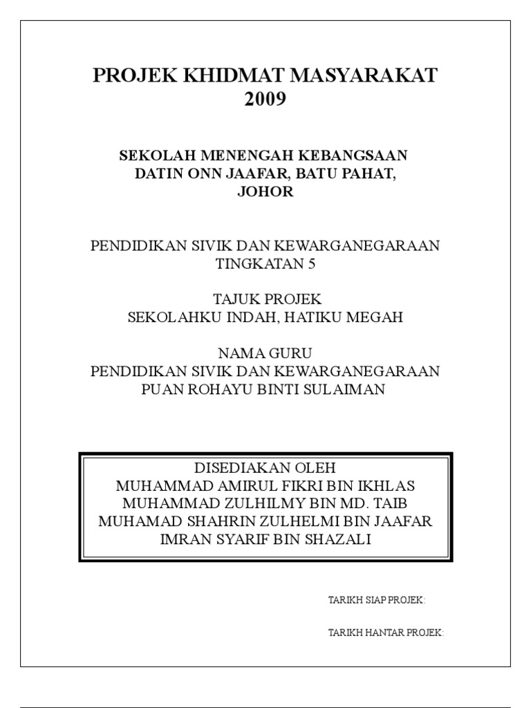 Projek Khidmat Masyarakat Pdf