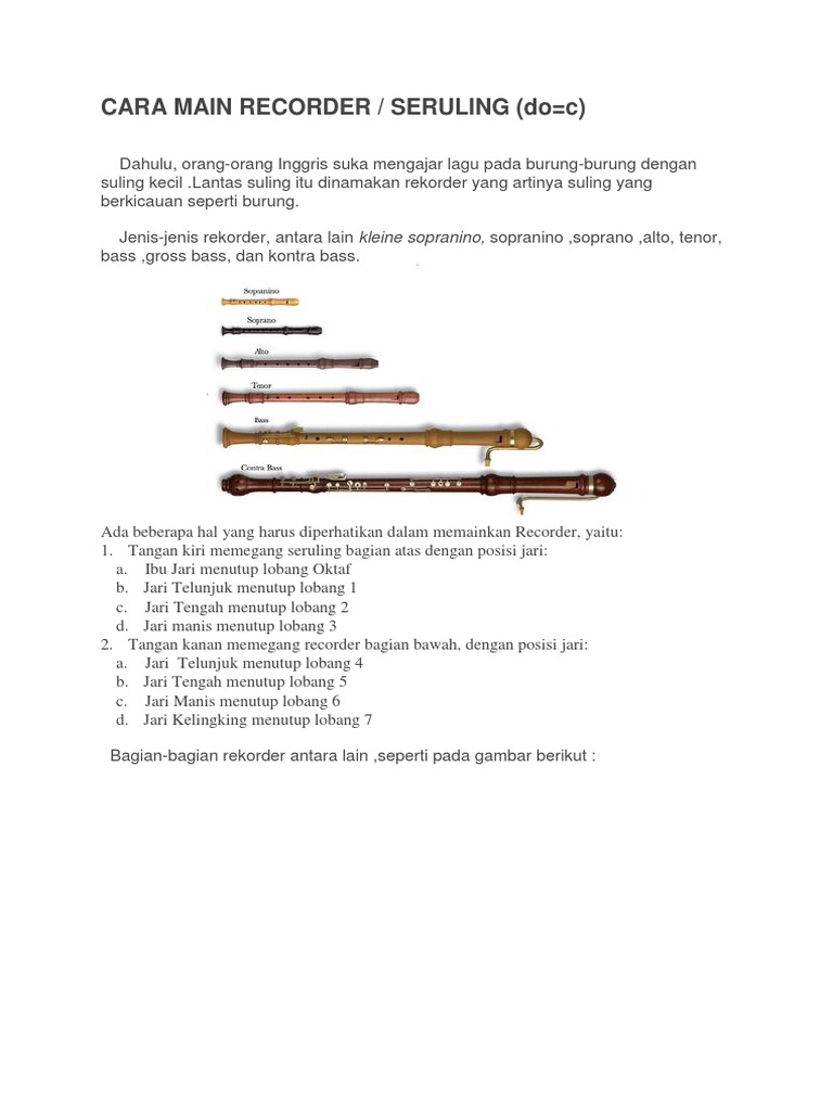 Cara Main Recorder | PDF | Seni