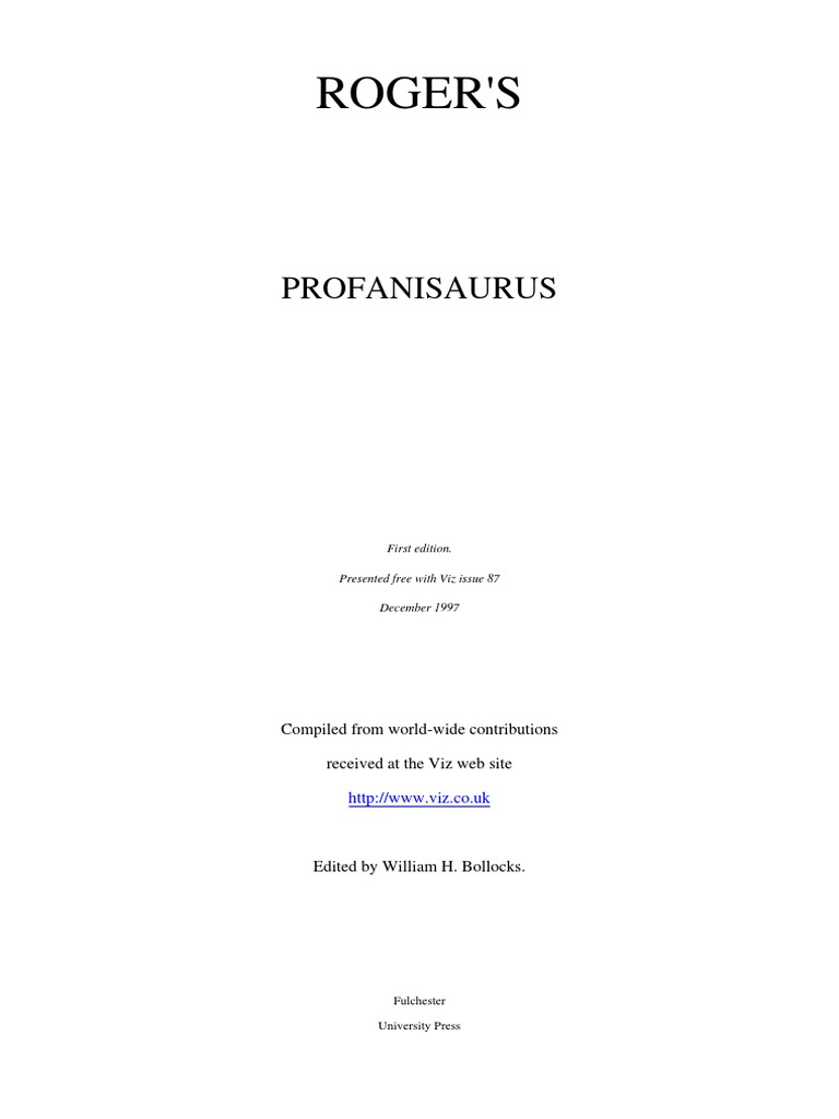 Roger's Profanisaurus: A Humorous Guide | PDF | Masturbation