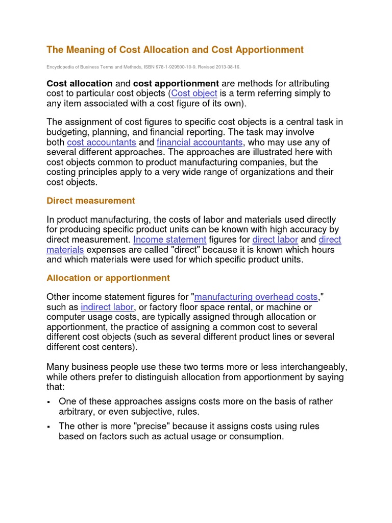 The Meaning of Cost Allocation and Cost Apportionment.docx Debits And