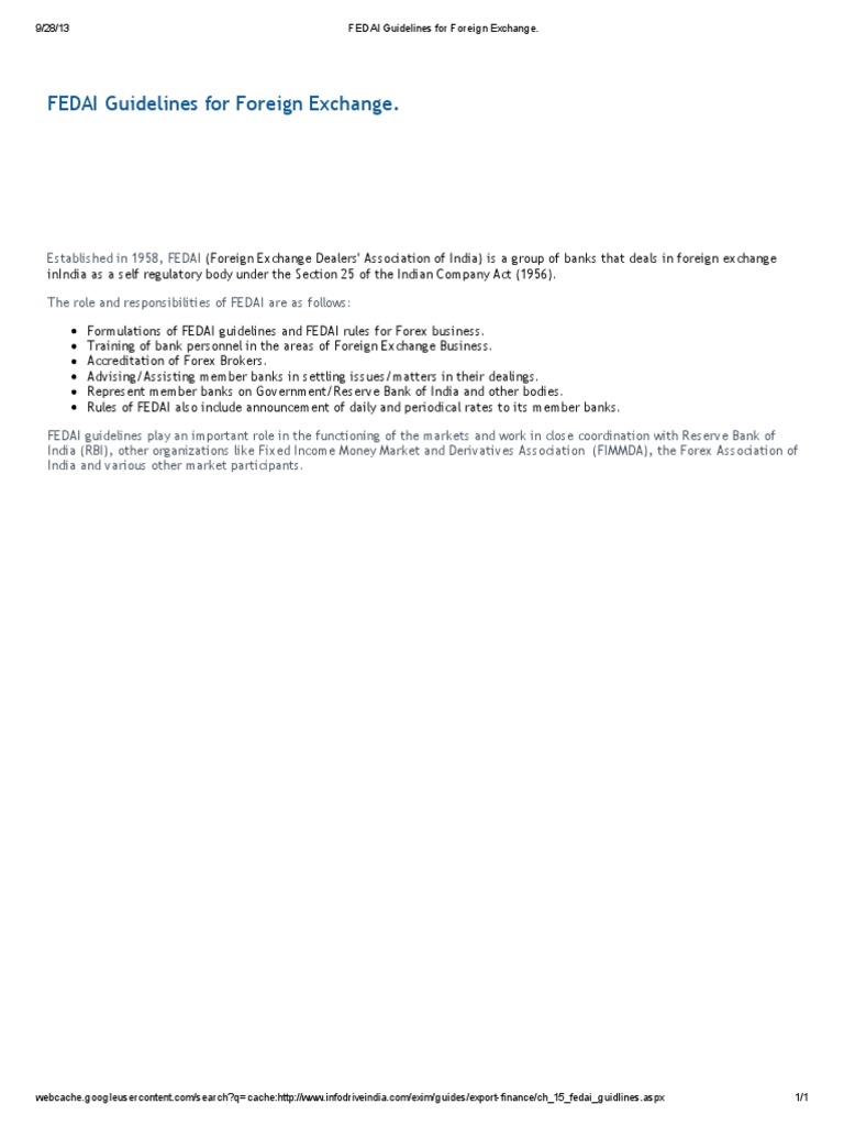 FEDAI Guidelines For Foreign Exchange | PDF | Career & Growth