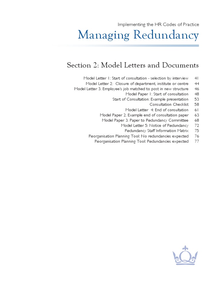 Managing Redundancy: Model Letters Guide | PDF