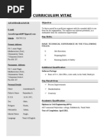 Curriculum Vitae: Anandarajan.R