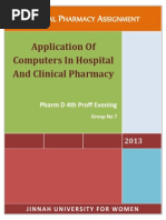 Download Application of Computers in Hospital and Clinical Pharmacy by Ammarah Shaikh SN182852450 doc pdf