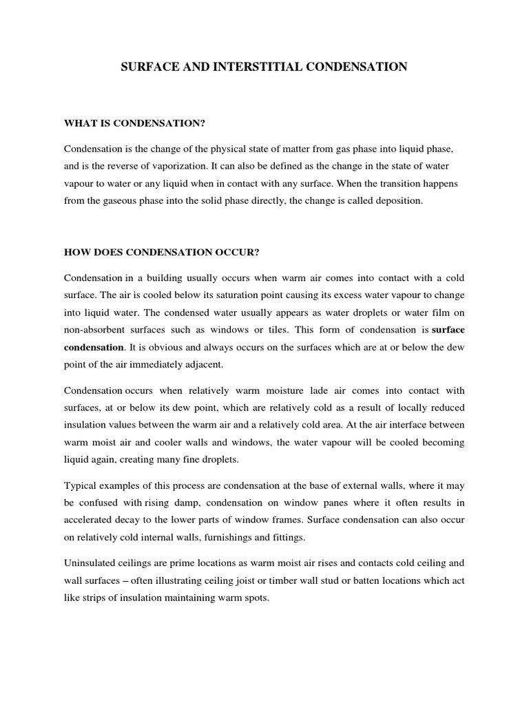 Understanding Surface and Interstitial Condensation | PDF ...