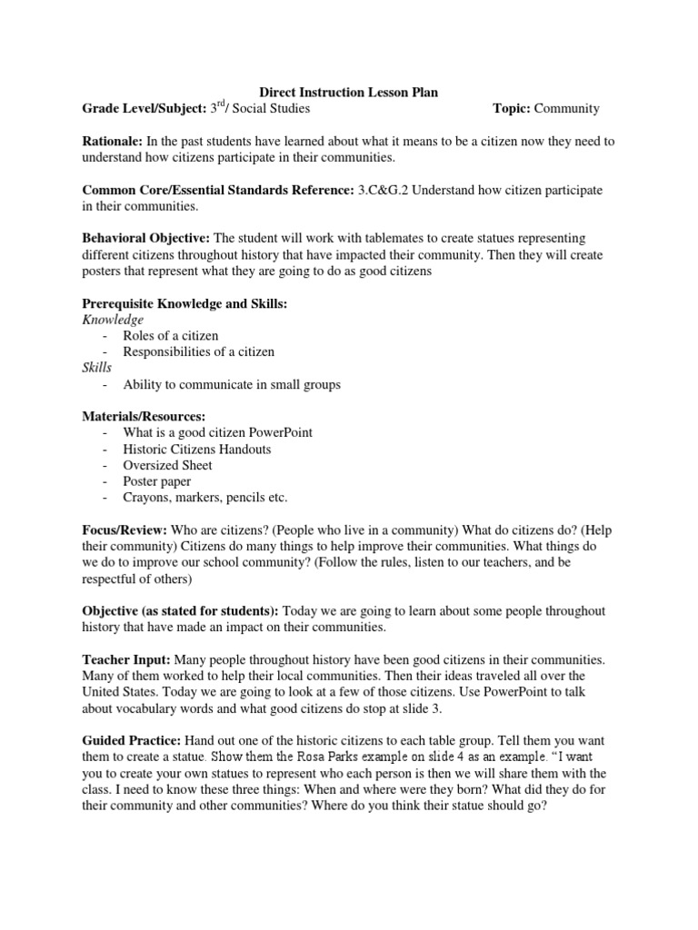Social Studies Lesson Plan PDF Lesson Plan Pedagogy