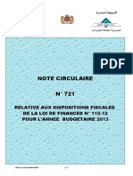 Note Circulaire 721 Loi de Finances 2013