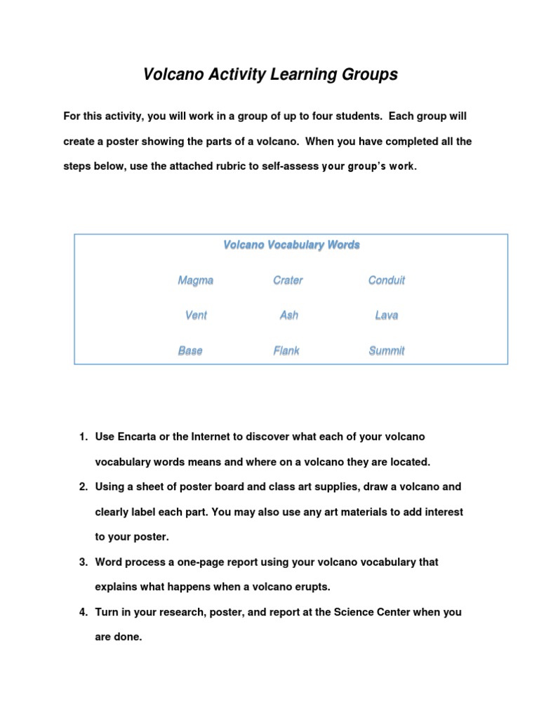 Volcano Activity Group Project Guide | PDF