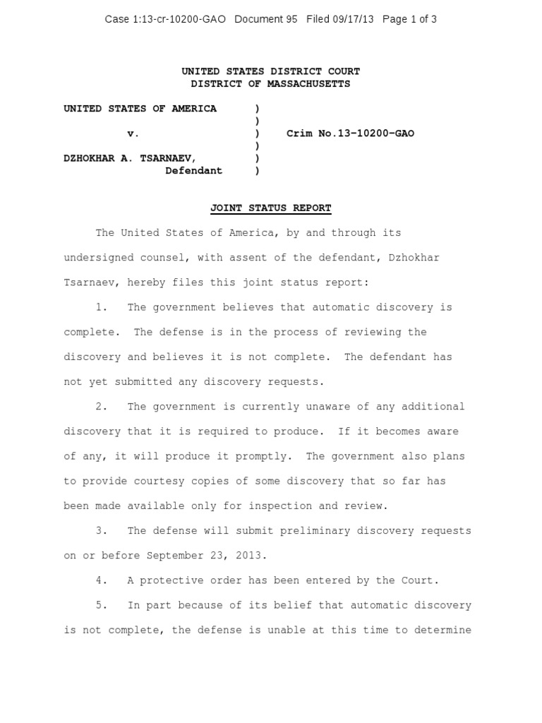 95 Joint Status Report Re Initial Status Conference 09172013 PDF PDF